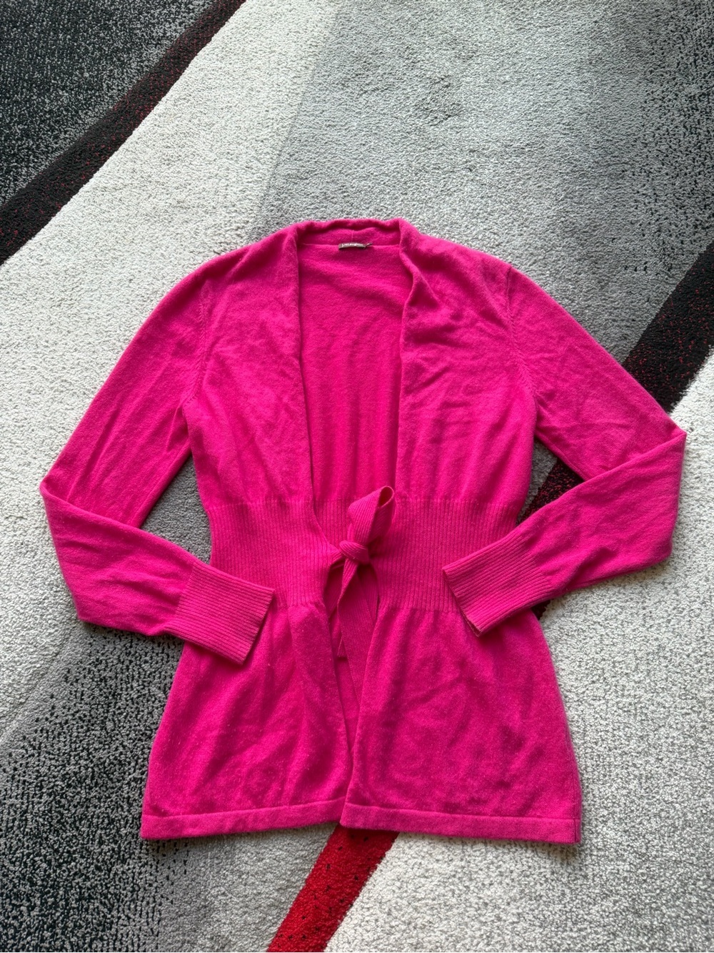 J.McLaughlin Raspberry Pink Cashmere Tie Front Cardigan